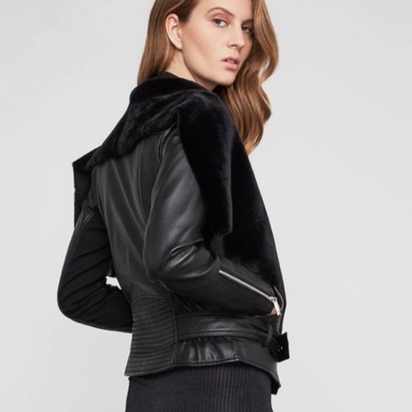 BCBGMAXAZRIA BLACK VELVET LEATHER JACKET - Picture 2 of 5